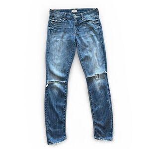 MOTHER The Looker Double Trouble Distressed Skinny Denim Jeans Sz 26 Mid Rise